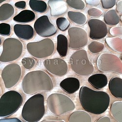 Carrelage mosaique de galets en acier metal pour sol ou mur modele GALET TWIN