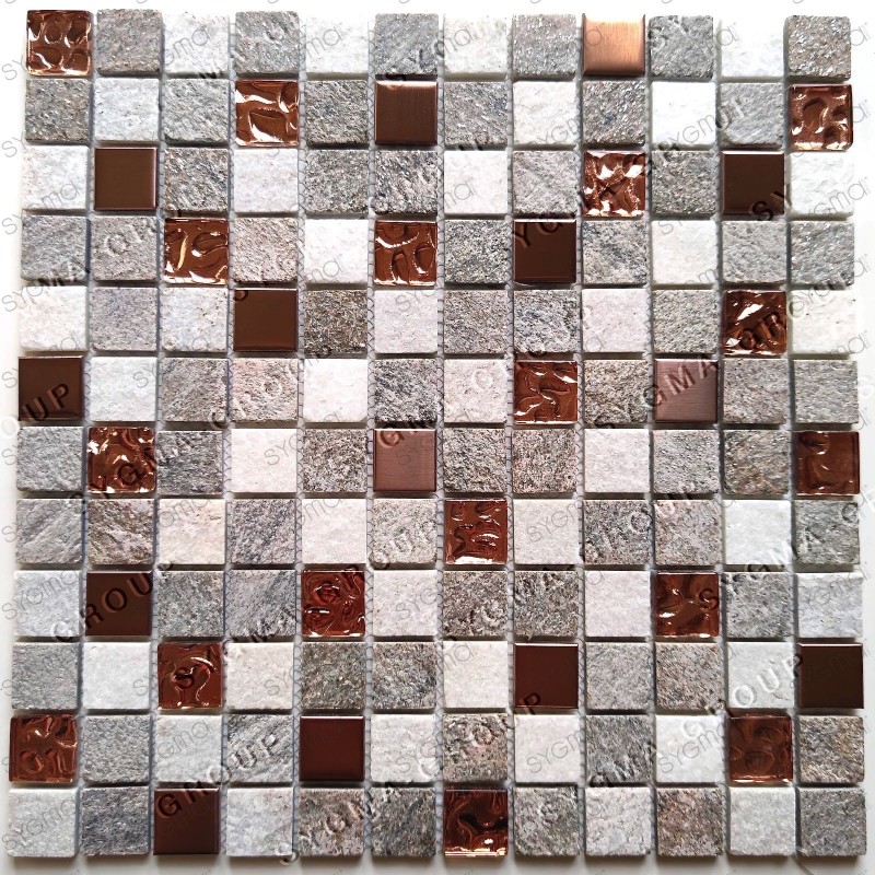 Carrelage pierre naturelle verre et metal pour cuisine et salle de bain HORACE