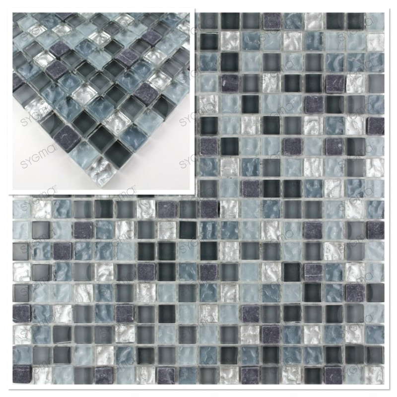Echantillon de carrelage mosaique en verre et pierre pour salle de bains douche et cuisine Mezzo